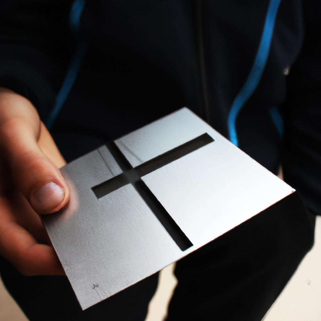 Person holding a waveguide diagram
